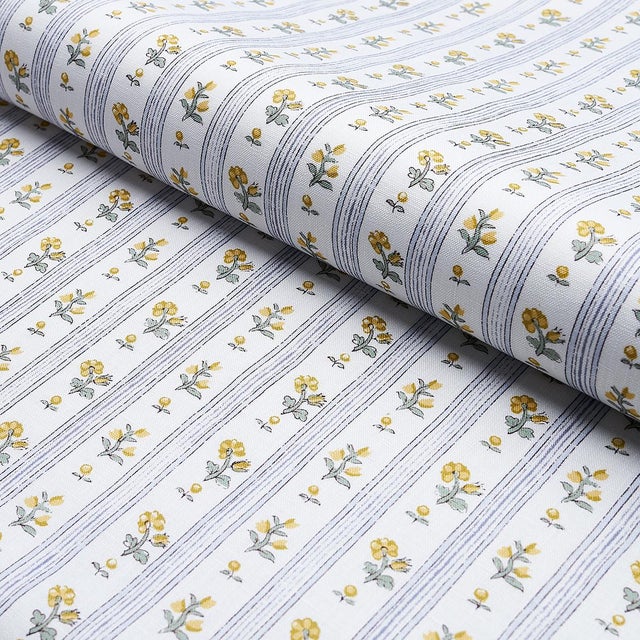 Schumacher Sample - Schumacher Cabanon Stripe Fabric in Jaune For Sale - Image 4 of 5