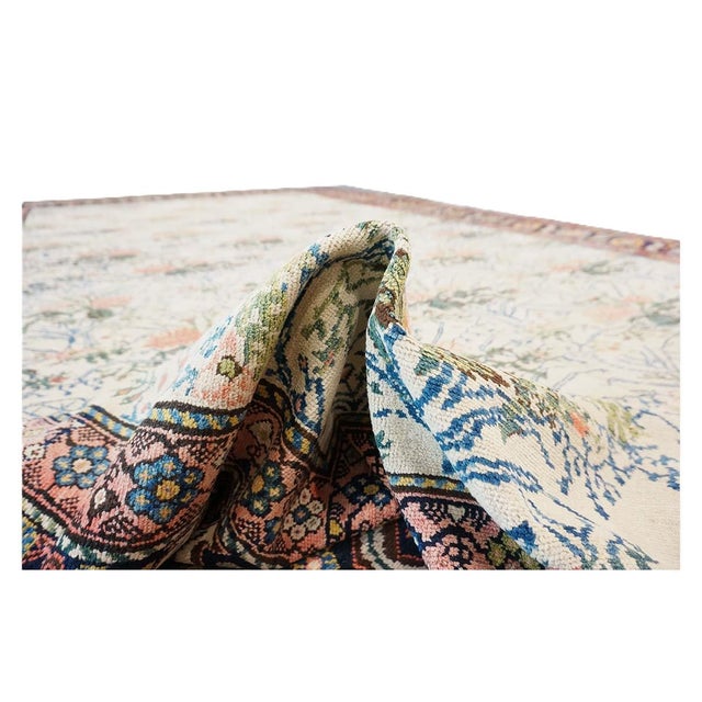 Antique Persian Malayer Wool 11x18 Ivory, Blue, Green & Salmon Handwoven Area Rug #9902772 For Sale - Image 11 of 11