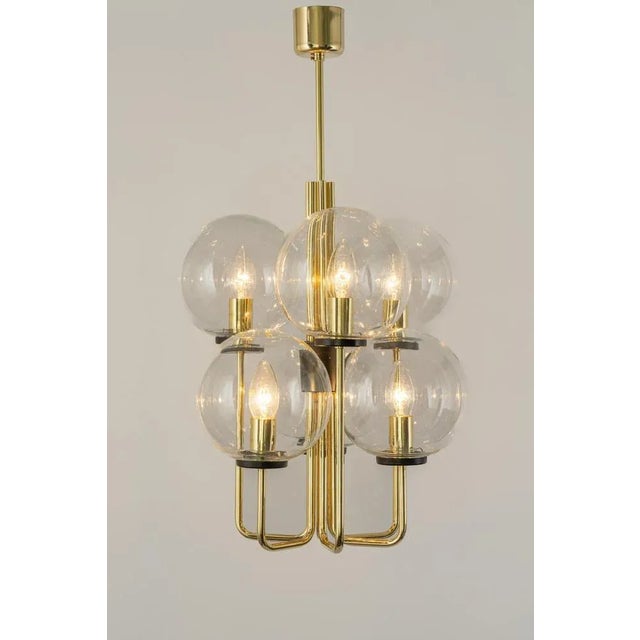 Six-light brass chandelier in the style of sciolari. Smoked glass in a very beautiful smokey brown color. Made with brass,...