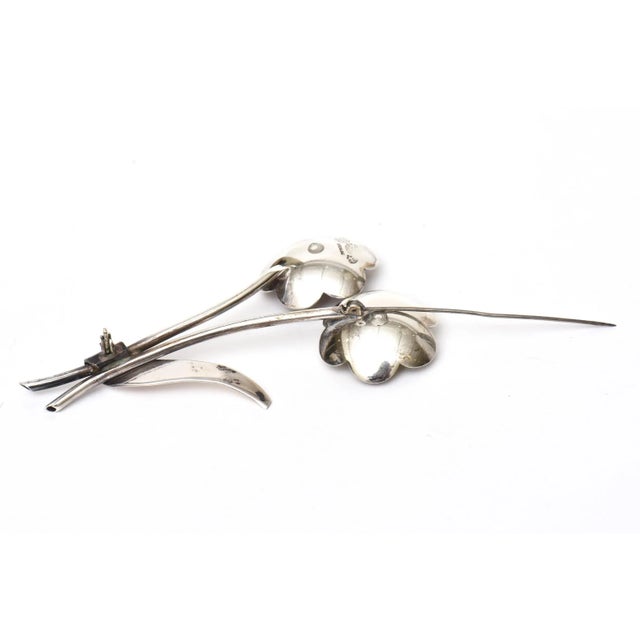 Metal Vintage Sterling Silver, Amethyst, Citrine Flower Pin Brooch Hallmarked For Sale - Image 7 of 8