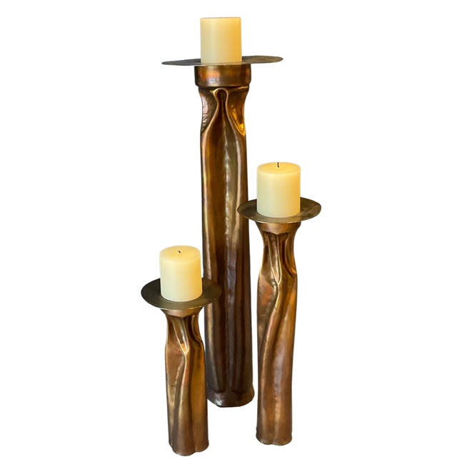 Copper 1970s Thomas Roy Markusen Copper Candle Holders - Set of 3 For Sale - Image 8 of 9