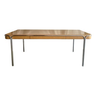 1980s Bauhaus Style Thonet Chrome & Wood Desk For Sale