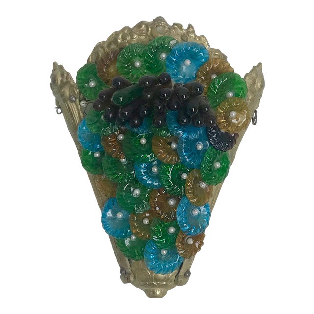 1920s Green and Blue Murano Glass Sconce For Sale