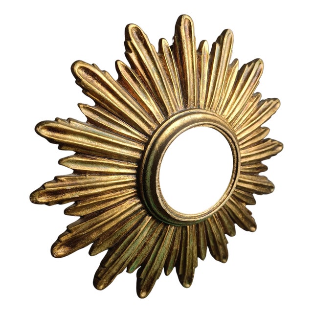 Vintage Golden Sunburst Mirror, 1960s For Sale