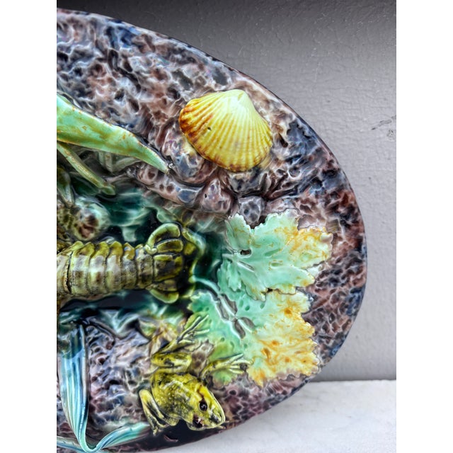 French Country 19th Century Majolica Palissy Crawfish Platter Thomas Sergent For Sale - Image 3 of 11