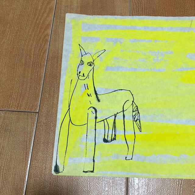 1980s Vintage Edith Issac Rose Animal Drawing For Sale - Image 5 of 8