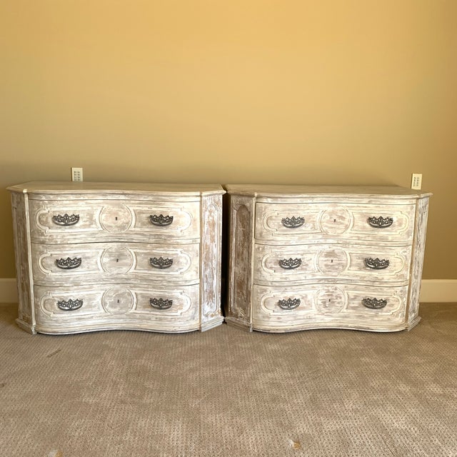 Large WhiteWashed Chest of Drawers a Pair Chairish