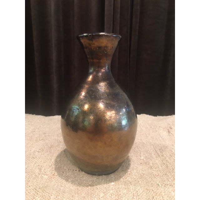 Vintage Mandette Metallic Bronze & Copper Raku Pottery Vessel For Sale - Image 4 of 4