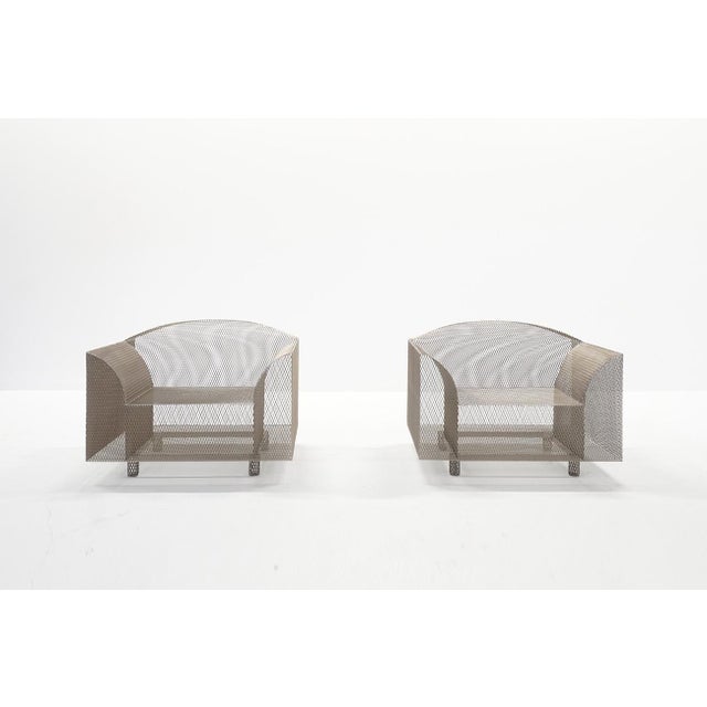 Metal How High the Moon Armchairs by Shiro Kuramata for Vitra, Set of 2 For Sale - Image 7 of 10