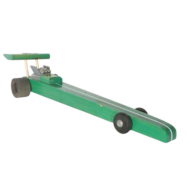 Mid-Century Modern Vintage Stylized Pinewood Derby Drag Race Model Car Made in Maine State Prison For Sale - Image 3 of 14