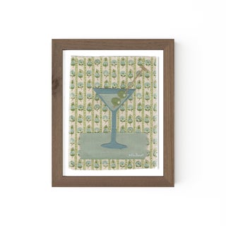 Domino the Martini by Willa Heart in Walnut Frame, Mini Art Print For Sale