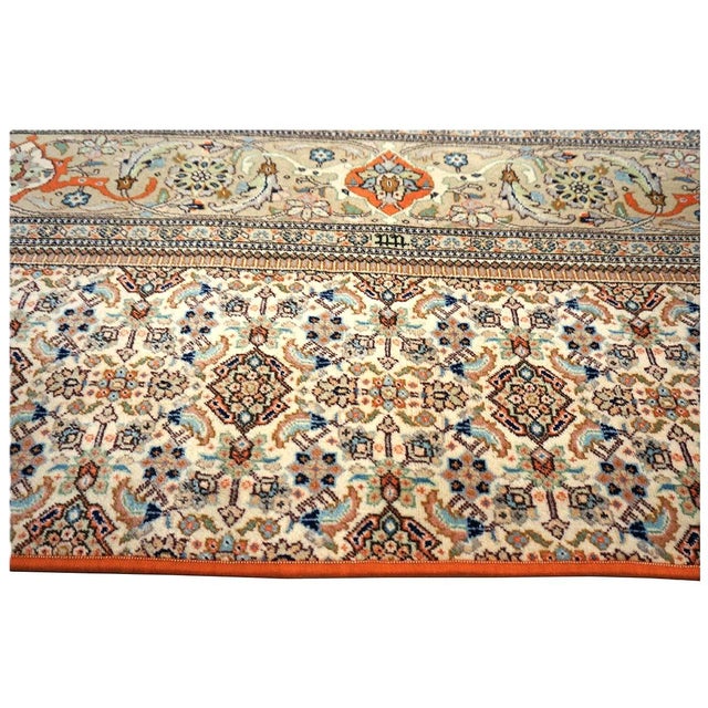 Vintage Persian Tabriz Taba Tabai Wool 3x10 Orange & Ivory Handmade Runner Rug #1144062 For Sale - Image 10 of 12
