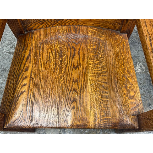 Brown Mission Oak Armchair, Vintage For Sale - Image 8 of 12