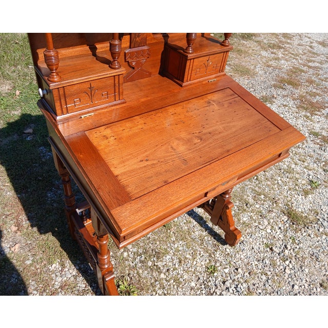 Antique Victorian Walnut Eastlake Ladies Desk 1870s For Sale - Image 11 of 18