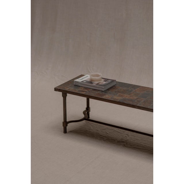 Mid-Century French Slate and Iron Coffee Table, 1960s For Sale - Image 10 of 11