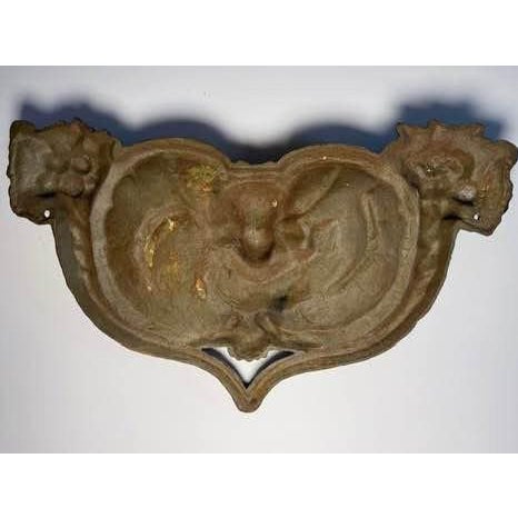 Metal Large Antique Cast Iron Cherub Large Wall Plaque For Sale - Image 7 of 7
