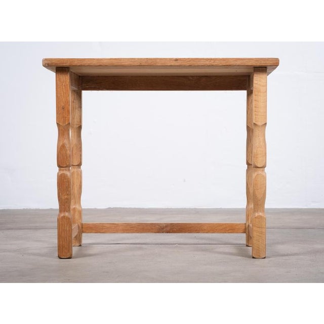 Brutalist Danish Oak Side Table attributed to Henning Kjærnulf, 1970s For Sale - Image 4 of 7