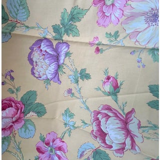 Manuel Canavas Floral Print Fabric Remnant in Yellows and Pinks For Sale