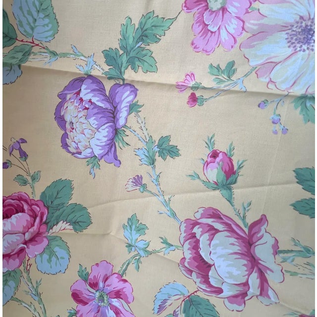 Manuel Canavas Floral Print Fabric Remnant in Yellows and Pinks For Sale