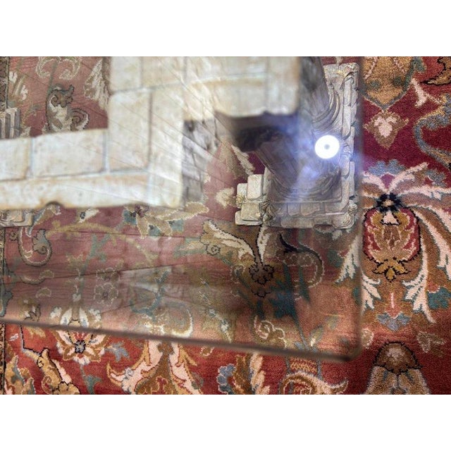 Gold Coffee Table with Corinthian Columns and Glass Top For Sale - Image 8 of 10