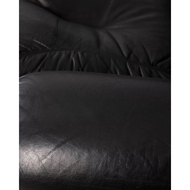 Vintage Italian Three-Seater Sofa in Black Leather, 1970s For Sale - Image 15 of 18
