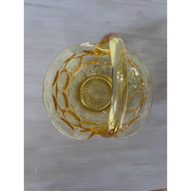 Vintage Indiana Glass Constellation Yellow-Colored Glass Basket For Sale In Chicago - Image 6 of 10
