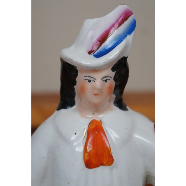 Ceramic Antique Staffordshire Troubadour Man & King Charles Spaniel Figurine For Sale - Image 7 of 12
