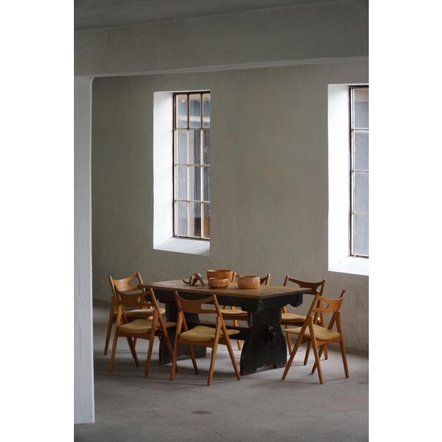 Scandinavian Rustic Folk Art Dining Table in Stained Pine, 1900s For Sale - Image 18 of 18