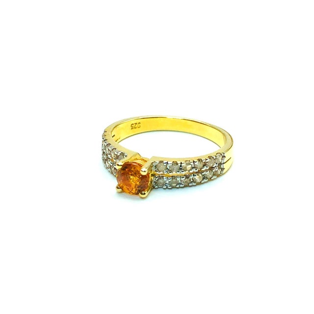 Bochic "Capri" Vintage Cognac Sapphire & Diamond Ring Set 18K Gold & Silver For Sale In New York - Image 6 of 18