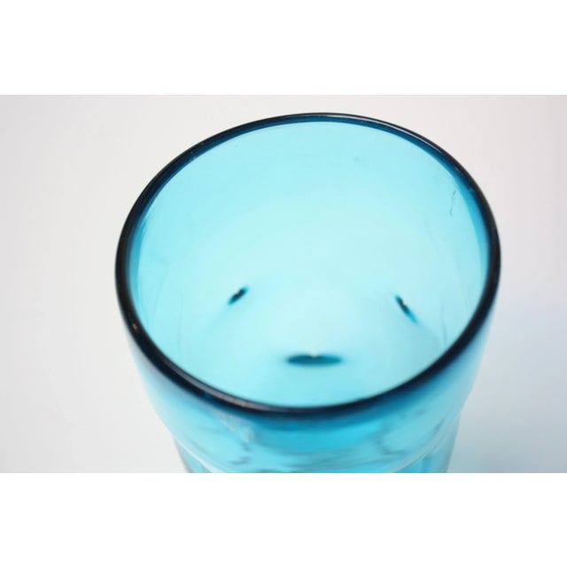 Glass Blenko Blown Glass 'Dimple' Vase in Seabreeze For Sale - Image 7 of 9