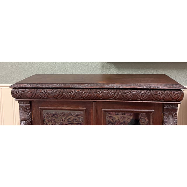 Antique French Pair of Renaissance Carved Bookcases Display Cabinets Oak c.1900 For Sale - Image 14 of 18