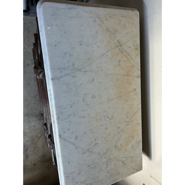 1900 - 1909 Small Walnut Chest of Drawers With Marble Top. For Sale - Image 5 of 12