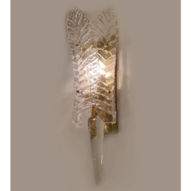 1970s 1970s Clear Murano Glass Mid Century Modern Sconces - A Pair For Sale - Image 5 of 12