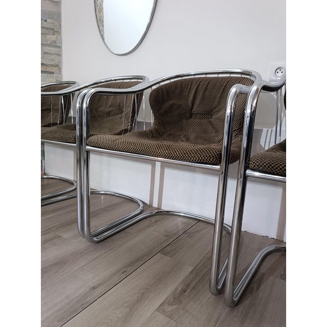 Metal Series S Cantilever Chairs attributed to Gastone Rinaldi for Rima, 1970s, Set of 4 For Sale - Image 7 of 15