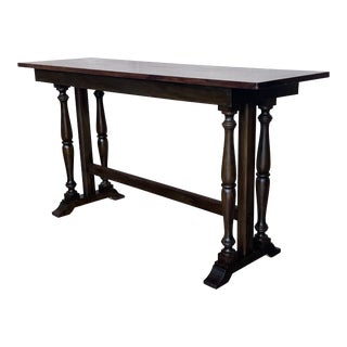 20th Century Spanish Walnut Side Table or Console Table With Triple Leg For Sale