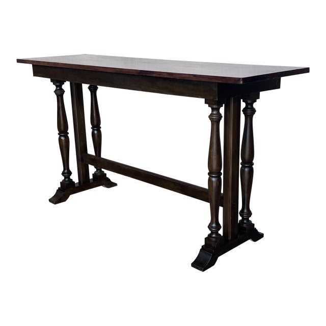 20th Century Spanish Walnut Side Table or Console Table With Triple Leg For Sale