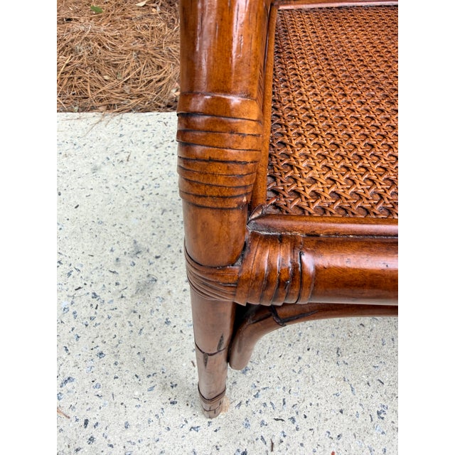 Vintage Chinoiserie Rattan Bamboo Armchairs Woven Cane Seat & Backrest 1970s Vintage For Sale - Image 13 of 14