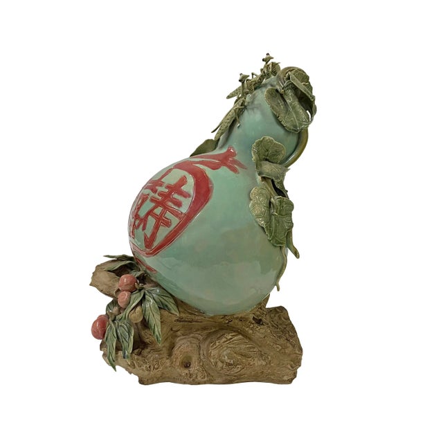 Figurative Handmade Light Green Ceramic Artistic Gourd Figure Display Art For Sale - Image 3 of 11