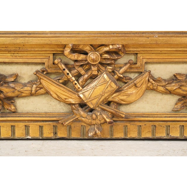 Wood Antique European Louis XVI Neoclassical Trumeau Wall Mirror For Sale - Image 7 of 13