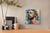 Halo of Comfort by Jon Wassom | Mixed media on canvas portrait of a man with a serene expression For Sale - Image 4 of 5