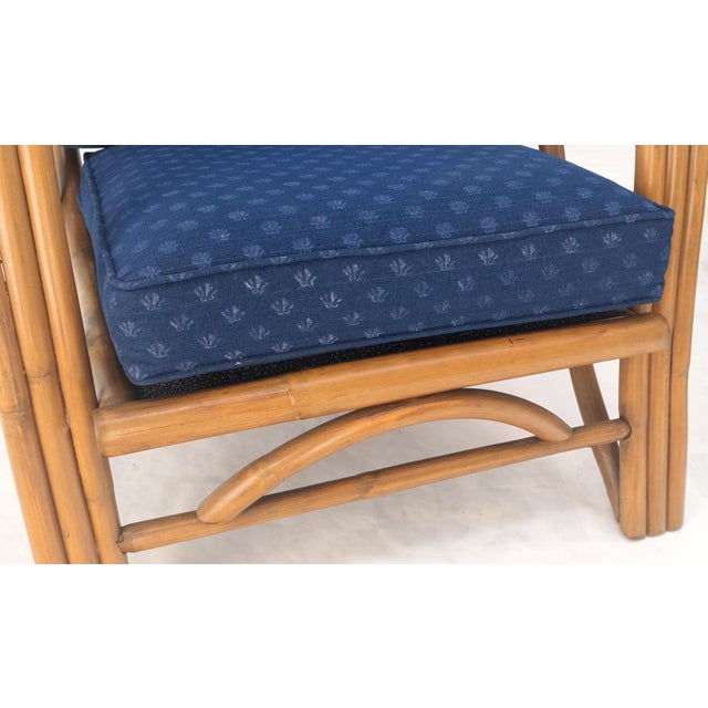 Mid 20th Century Pair of His & Hers Rattan Bamboo Mid Century Modern Lounge Chairs Ottoman MINT! For Sale - Image 5 of 11