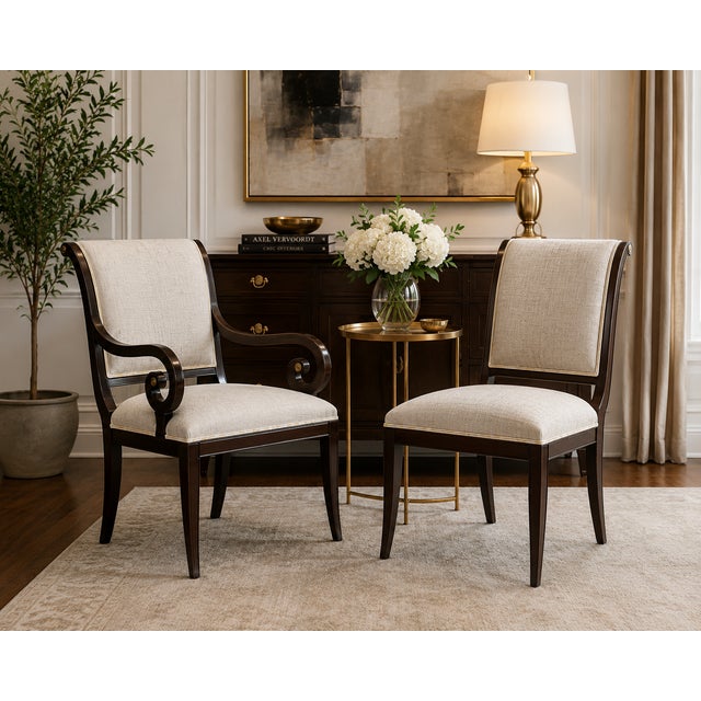 Set of 10 Kindel Neoclassical Mahogany Dining Chairs – 8 Side Chairs & 2 Armchairs For Sale - Image 16 of 18