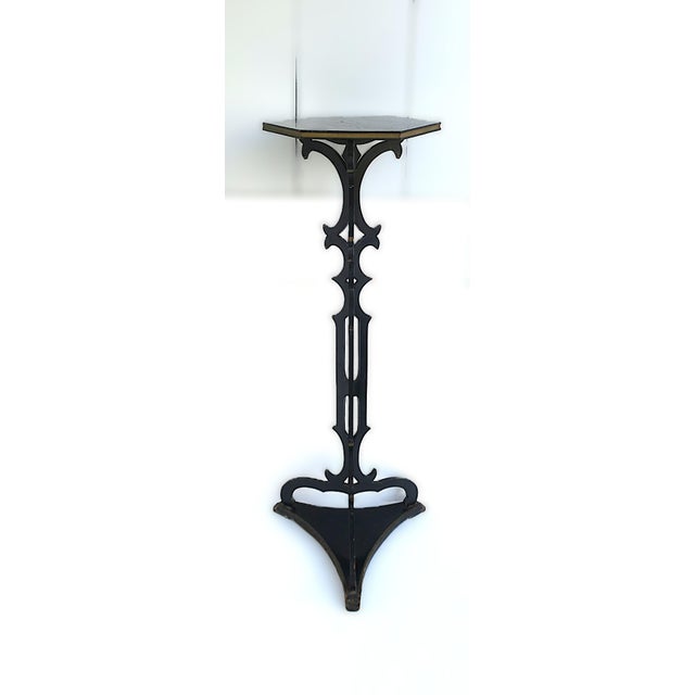 Victorian Black Lacquer Column Pedestal Plant Stand, Tall For Sale In New York - Image 6 of 12