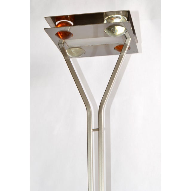 Silver Minimalism Sillux Aluminum Murano Blown Circle Art Glass Floor Lamp For Sale - Image 8 of 18