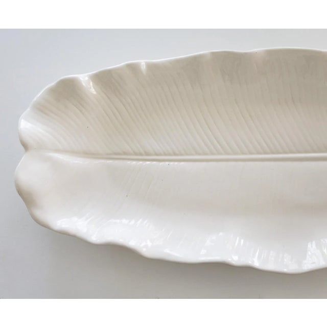 White Large Ceramic Banana Leaf Serving Platter Lotus White by Metlox Usa For Sale - Image 8 of 15