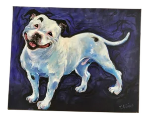 Realist “Smile” Acrylic on Canvas Painting of a Dog by T.Nivina