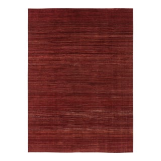 Rug & Kilim’s Modern Textural Rug, Rich Burgundy Red Tone-on-Tone Striae For Sale