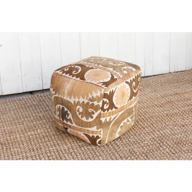 Karakol Antique Suzani Cube Ottoman For Sale - Image 4 of 7