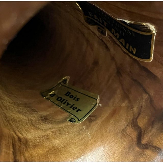 1970s Mid-Century Hand-Crafted Sculpted Olive Wood Vase, 1970s For Sale - Image 5 of 8