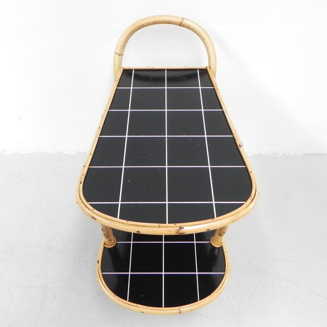 Bamboo Serving Trolley on Castors, 1950s For Sale - Image 6 of 18